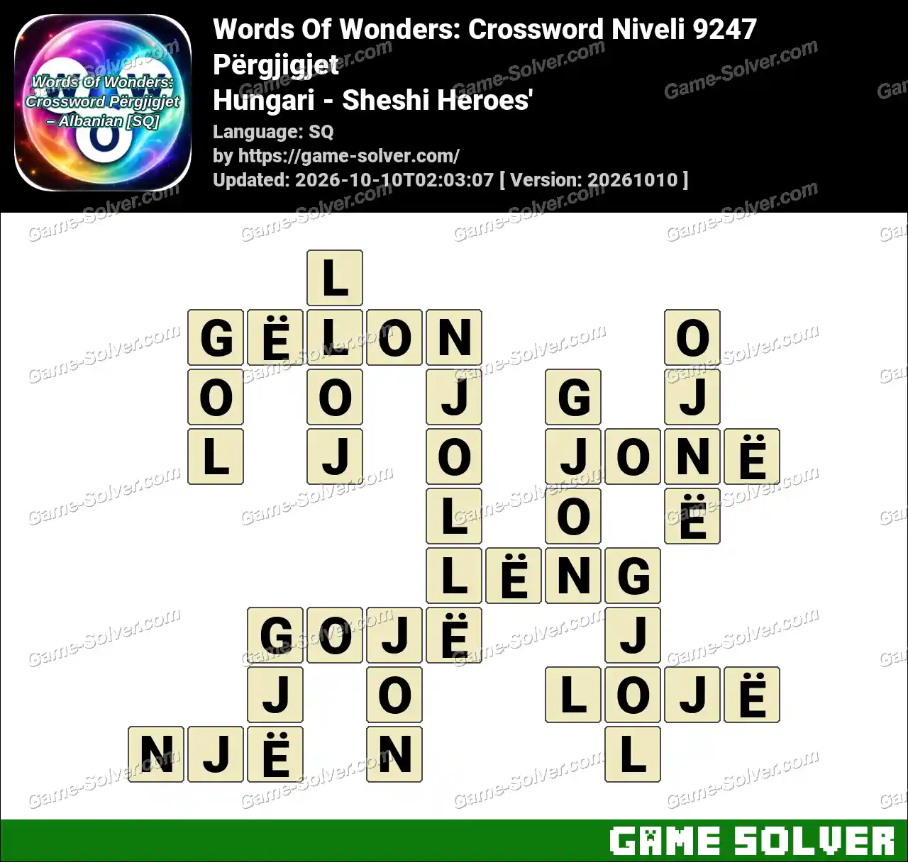 Words Of Wonders: Crossword Niveli 9247 Përgjigjet – Hungari – Sheshi Heroes’